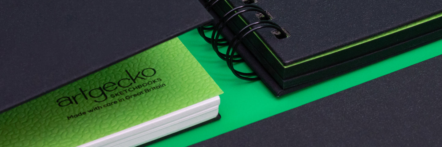 Artgecko Sketchbooks with textured green protective sheet