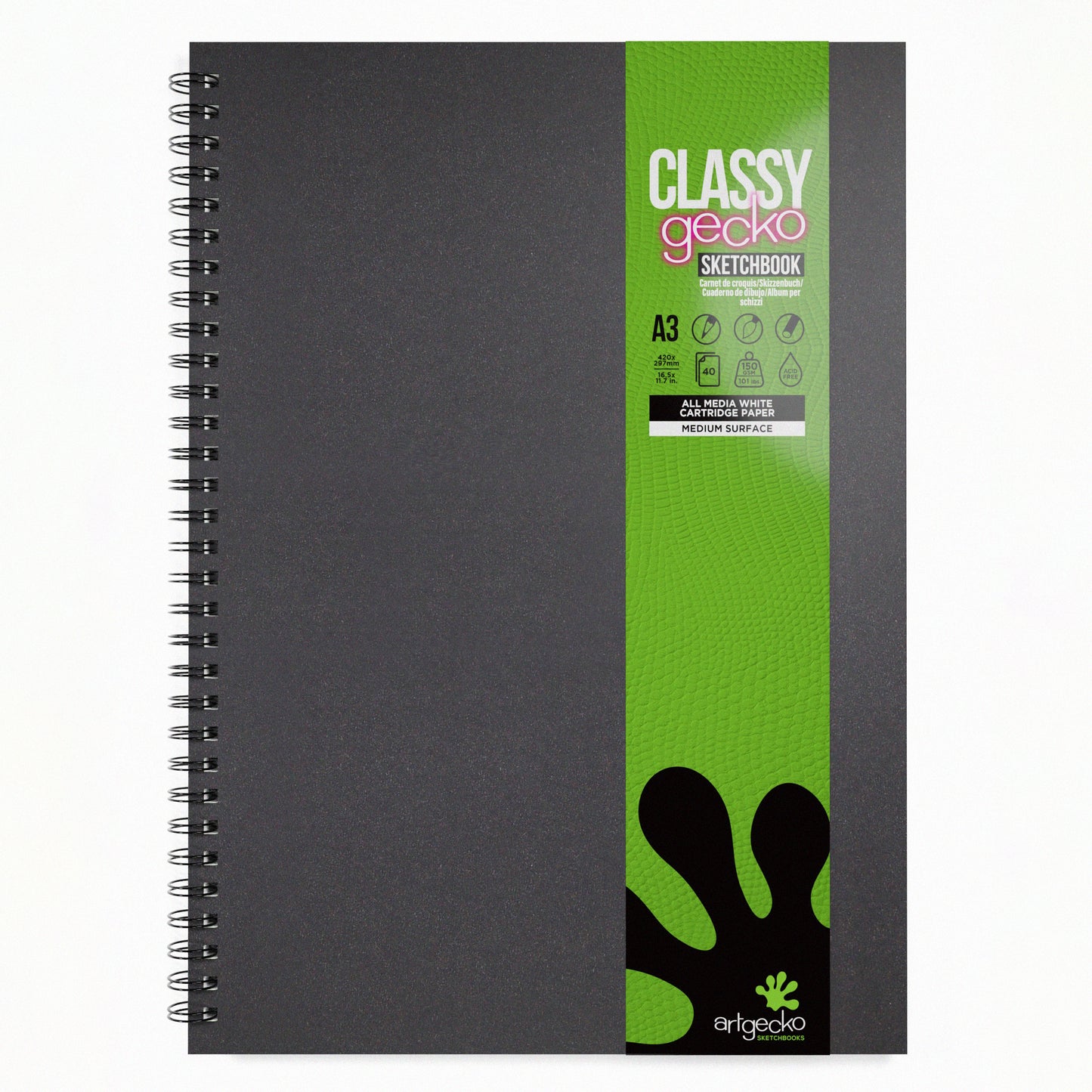 Artgecko Mixed Media Sketchbook A2 Landscape - 80 Pages (40 Sheets) 150gsm White Cartridge Paper Artgecko Mixed Media Sketchbook A2 Landscape - 80 Pages (40 Sheets) 150gsm White Cartridge Paper