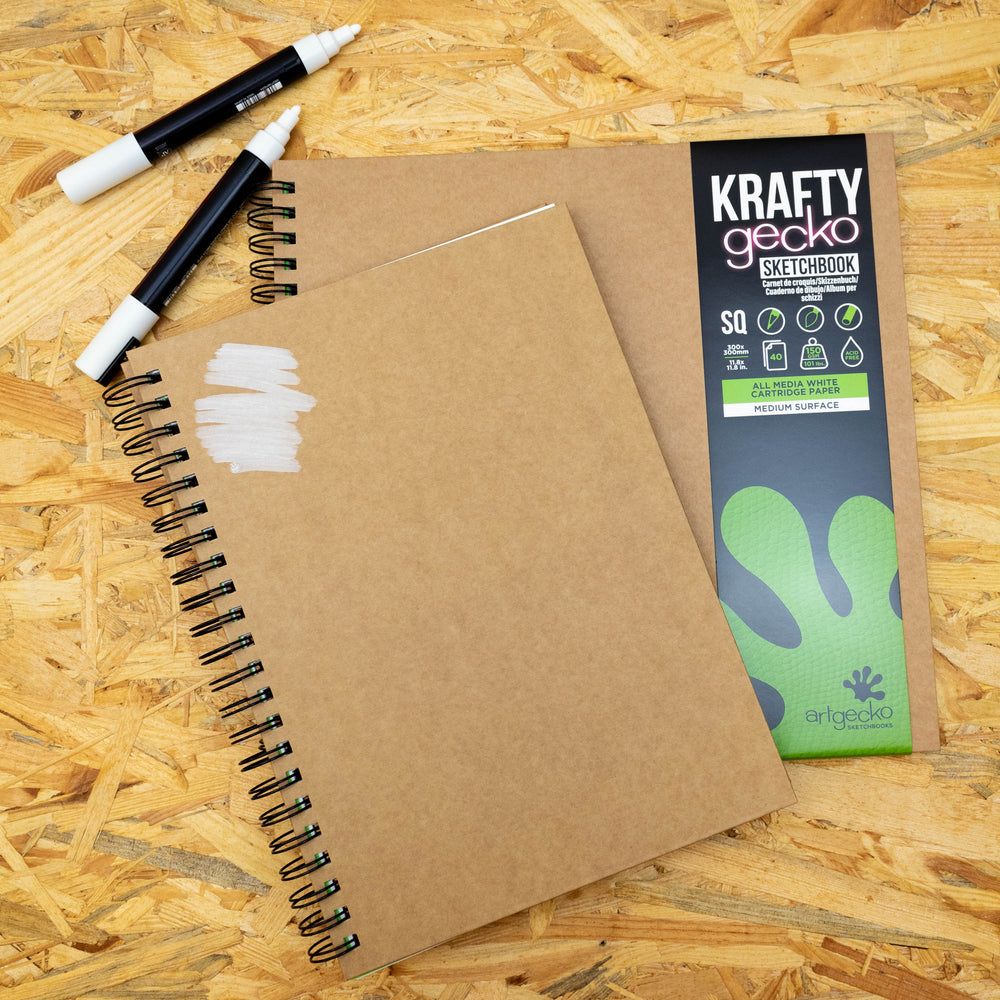 Artgecko Krafty sketchbook with 150gsm, medium surface, premium white cartridge paper. 