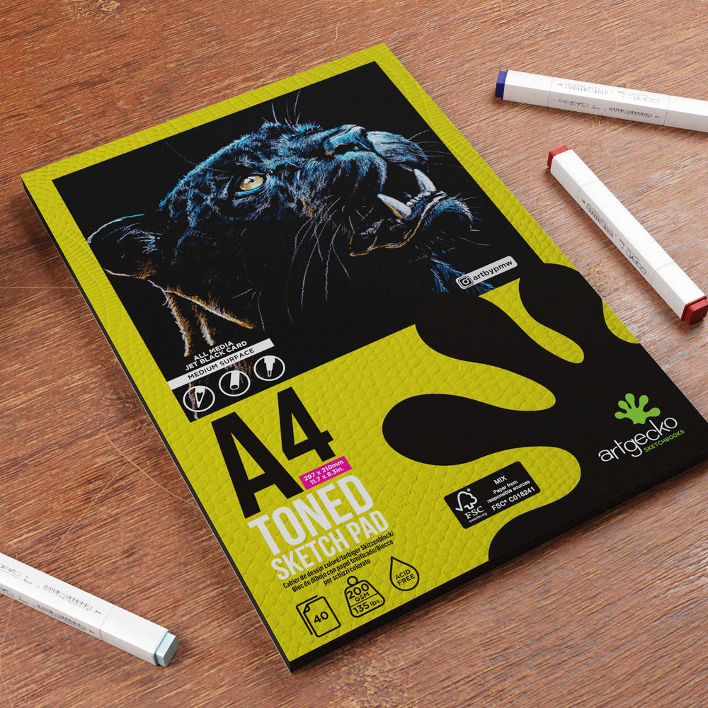 Artgecko toned sketchpad with 200gsm, medium surface, premium toned card. 