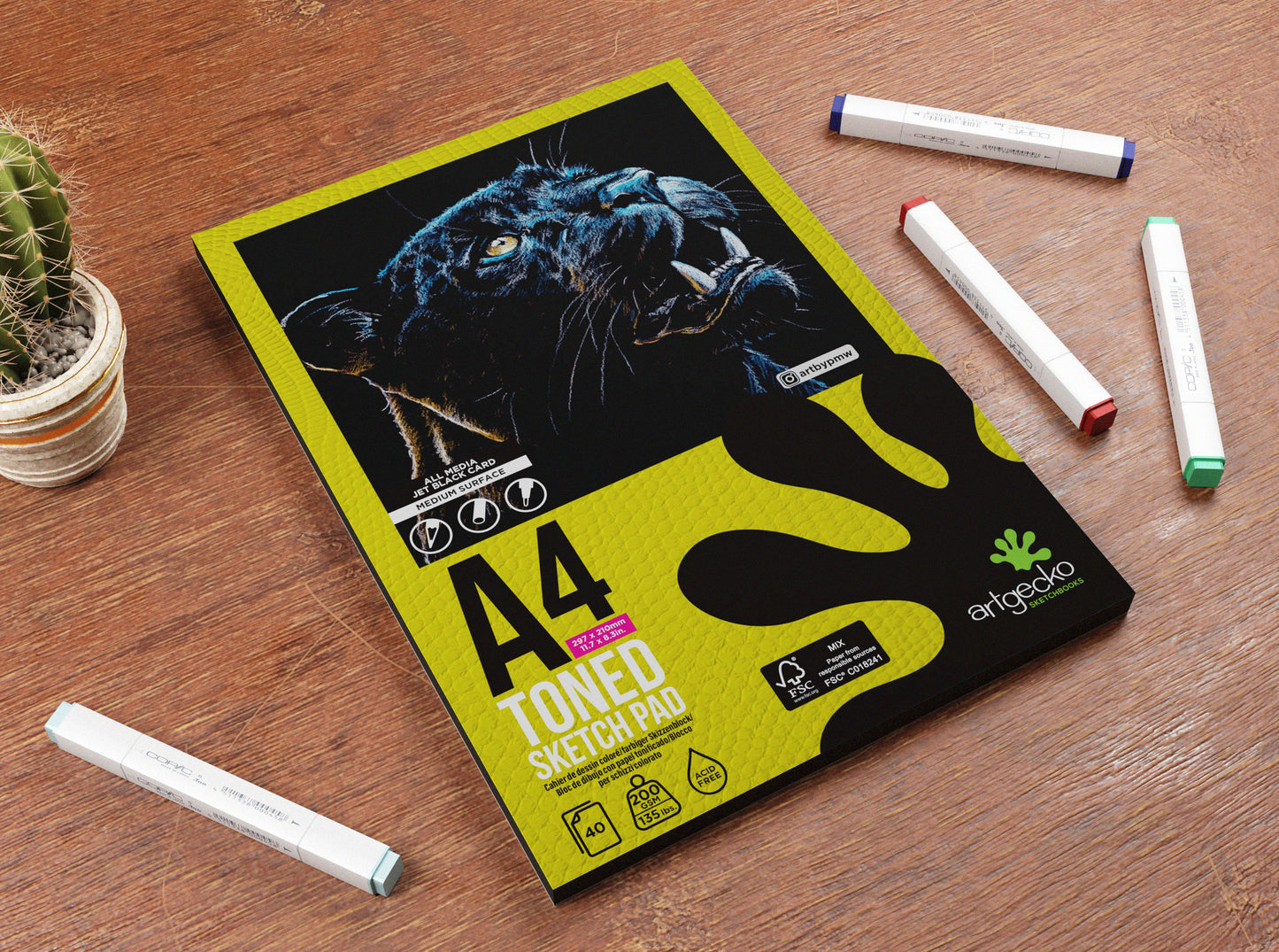 Artgecko toned sketchpad with 200gsm, medium surface, premium toned card. 