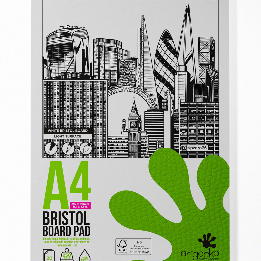 
                  
                    A4 portrait Bristol Board sketchpad.
                  
                