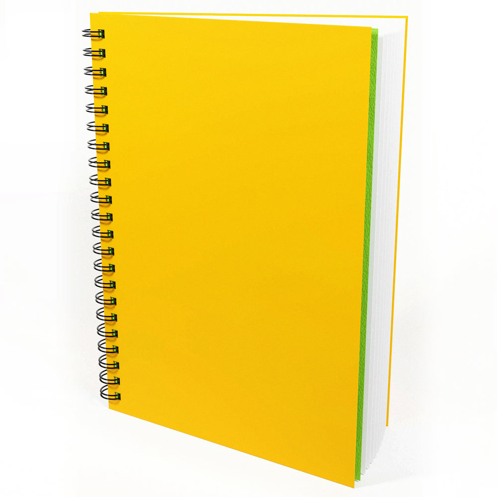 
                  
                    A4 portrait sketchbook with bright yellow cover.
                  
                
