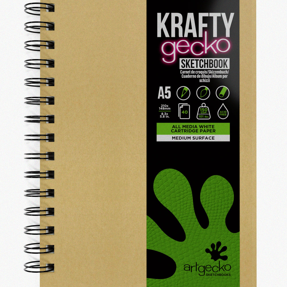 
                  
                    A5 portrait Artgecko Krafty sketchbook.
                  
                
