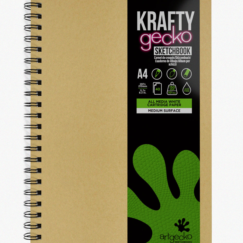 
                  
                    A4 portrait Artgecko Krafty sketchbook.
                  
                