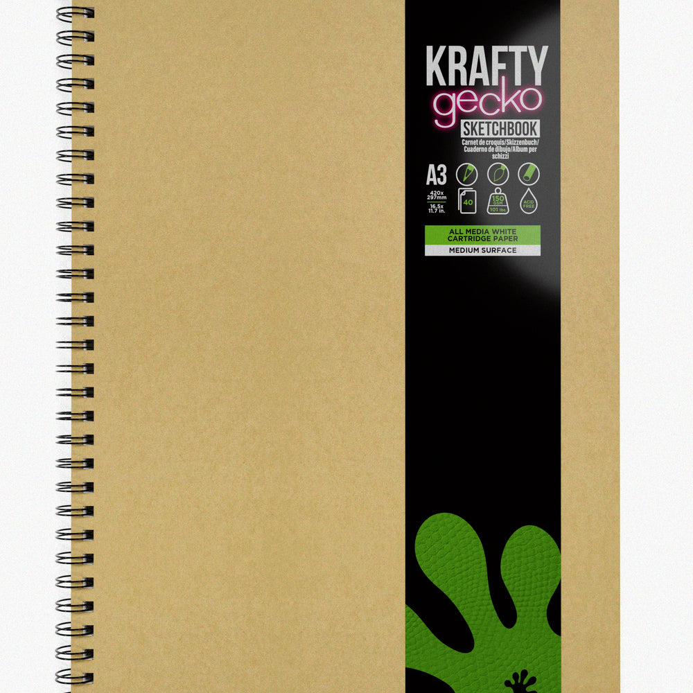 
                  
                    A3 portrait Artgecko Krafty sketchbook. 
                  
                