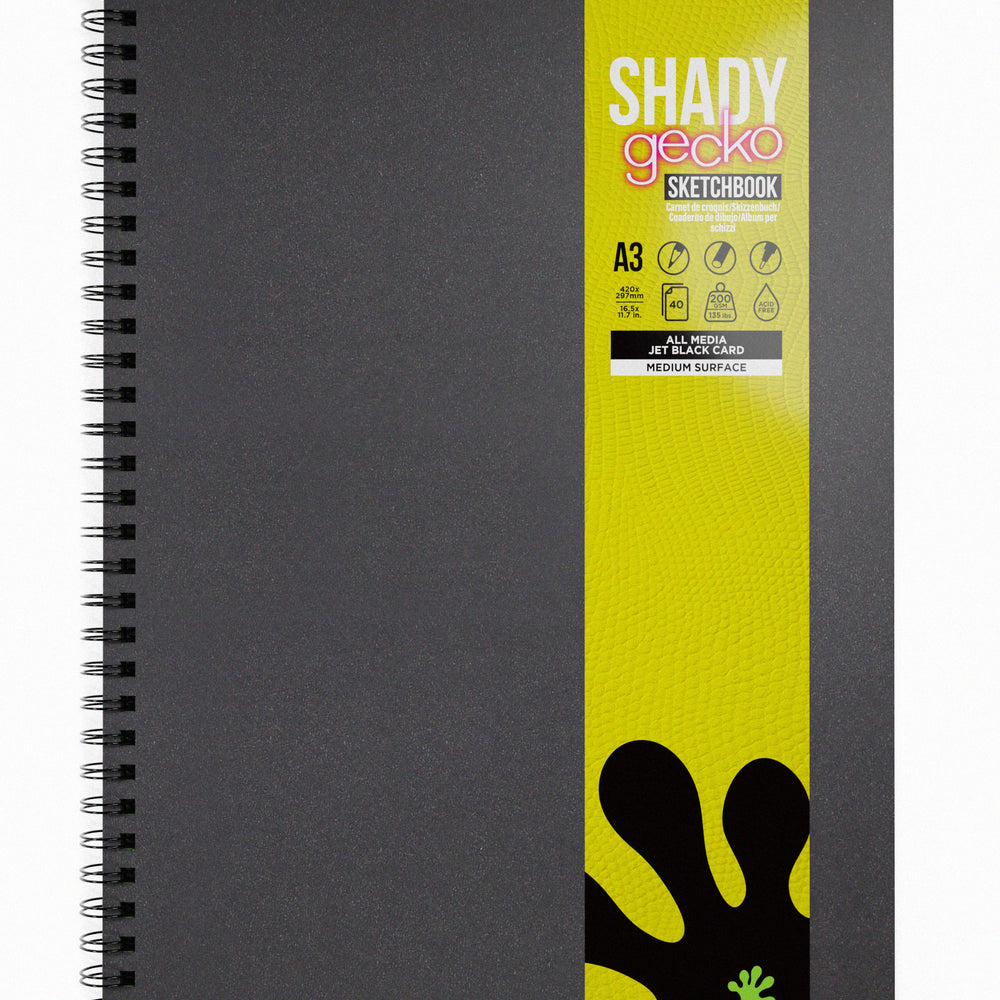 
                  
                    A3 portrait jet black toned sketchbook.
                  
                