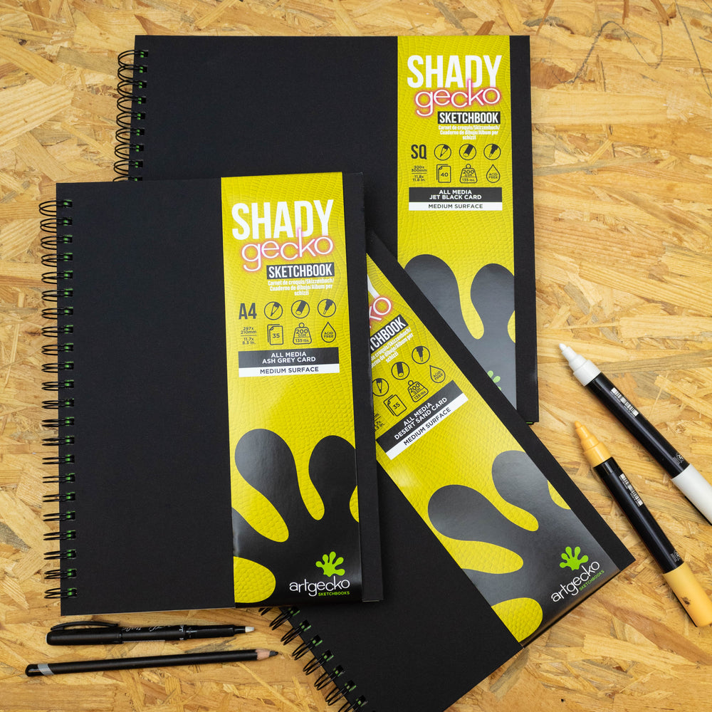 
                  
                    Artgecko 200gsm, all media, premium toned card sketchbooks. 
                  
                