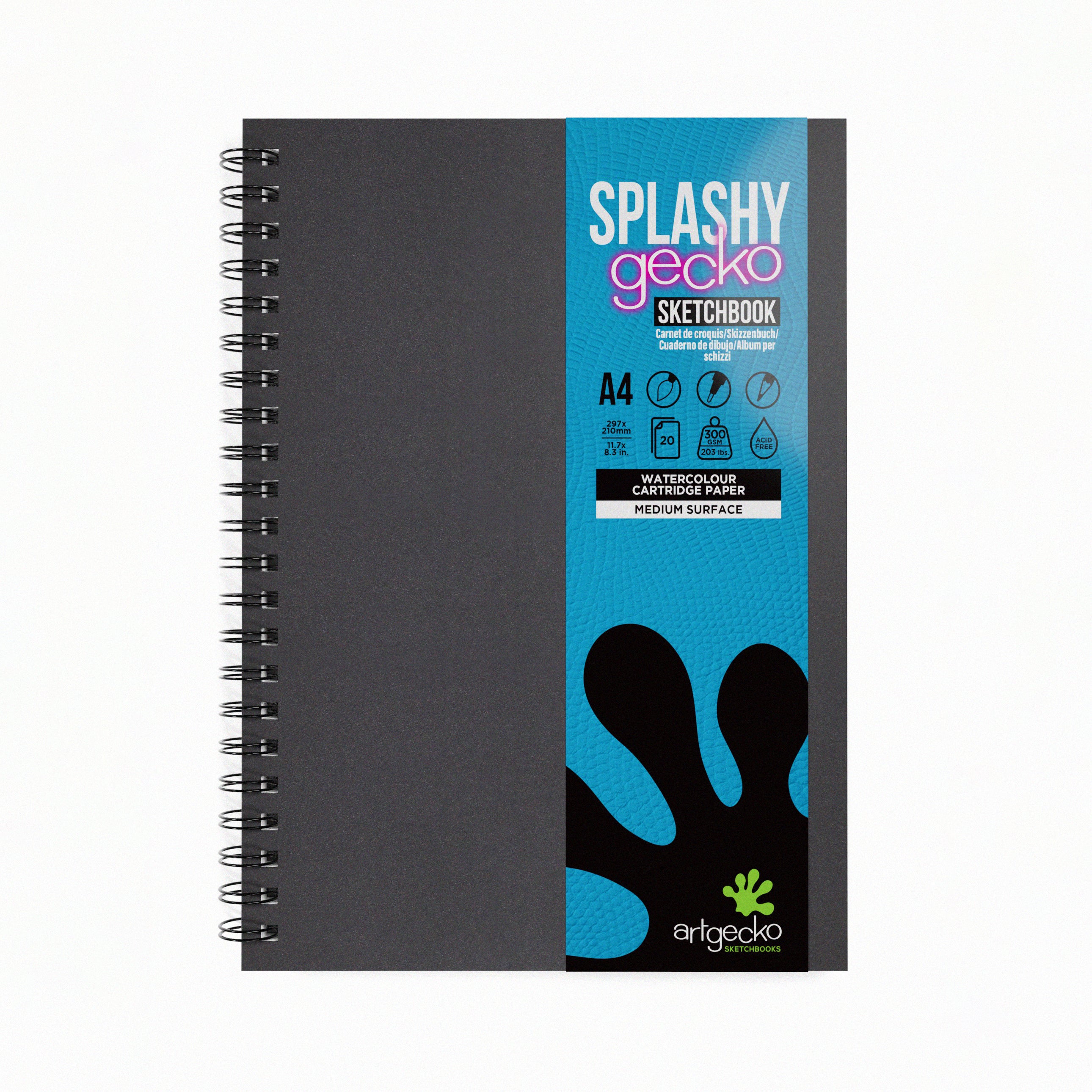 Artgecko SPLASHY Watercolour Sketchbook – 300gsm Paper – Artgecko
