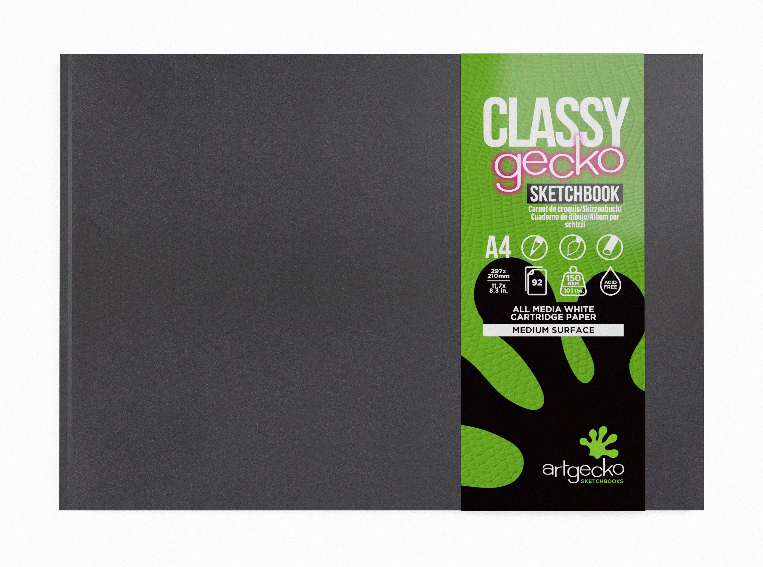 Artgecko Shady Spiral-Skizzenbuch – A4 Hochformat, 40 Blatt (je 10x 220 G/m² In 4 Farben), Spiralkgebunden, Abwischbarer Soft-Touch-Umschlag