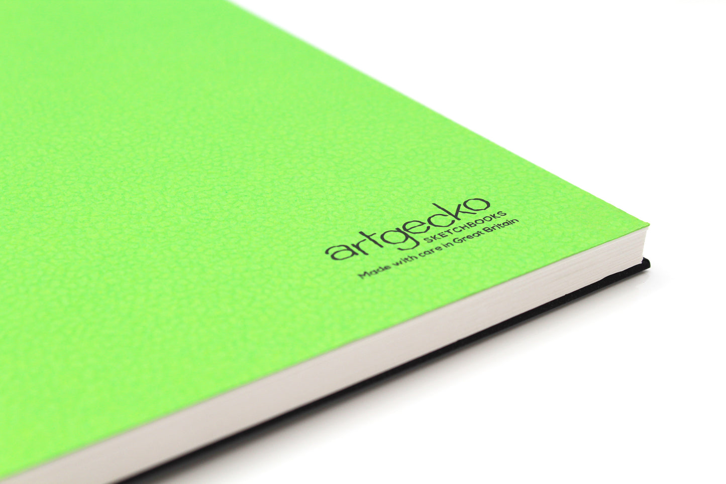 Close up of the green sheet within an Eco Gecko Sketchbook by Artgecko