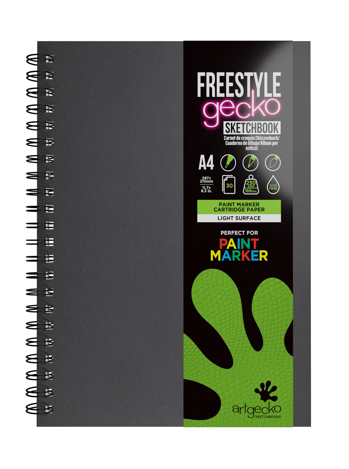 Artgecko Freestyle hybrid paper sketchbook in A4 portrait.