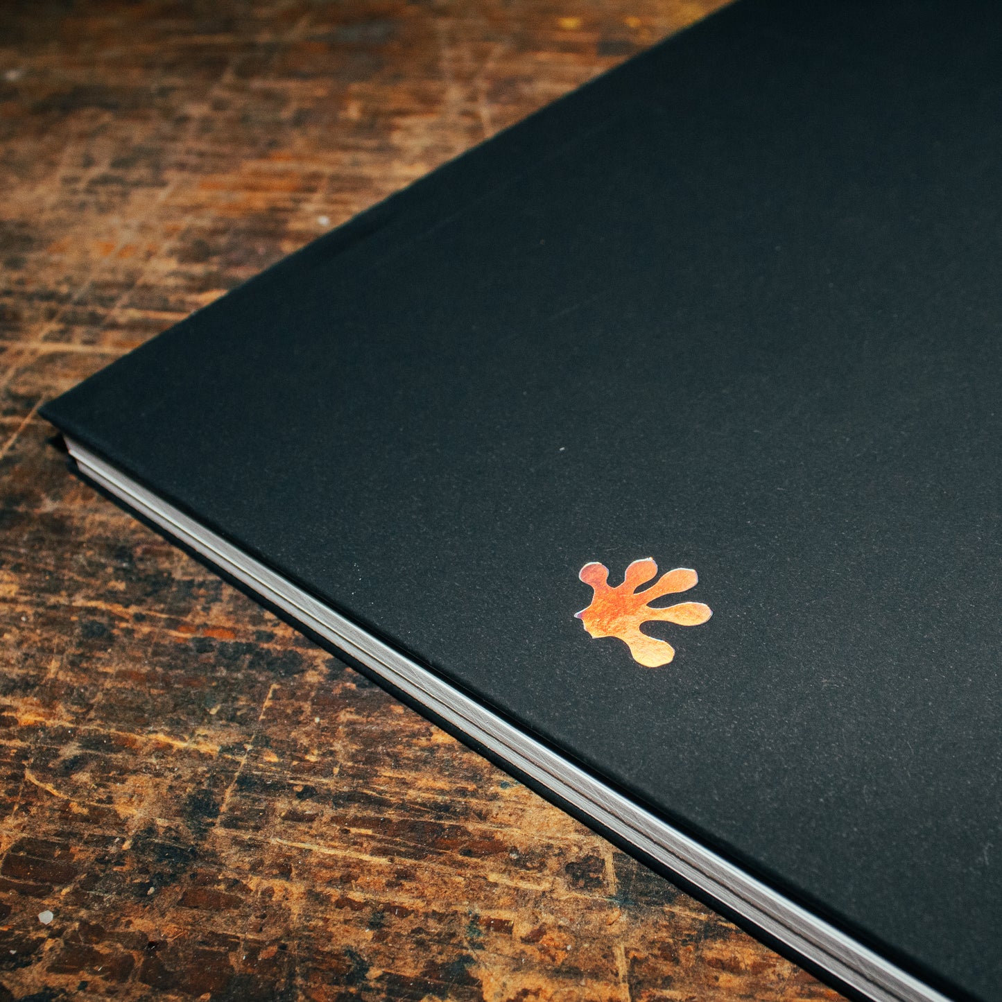Photograph of the holographic footprint stamp on the back of a Freestyle Sketchbook by Artgecko