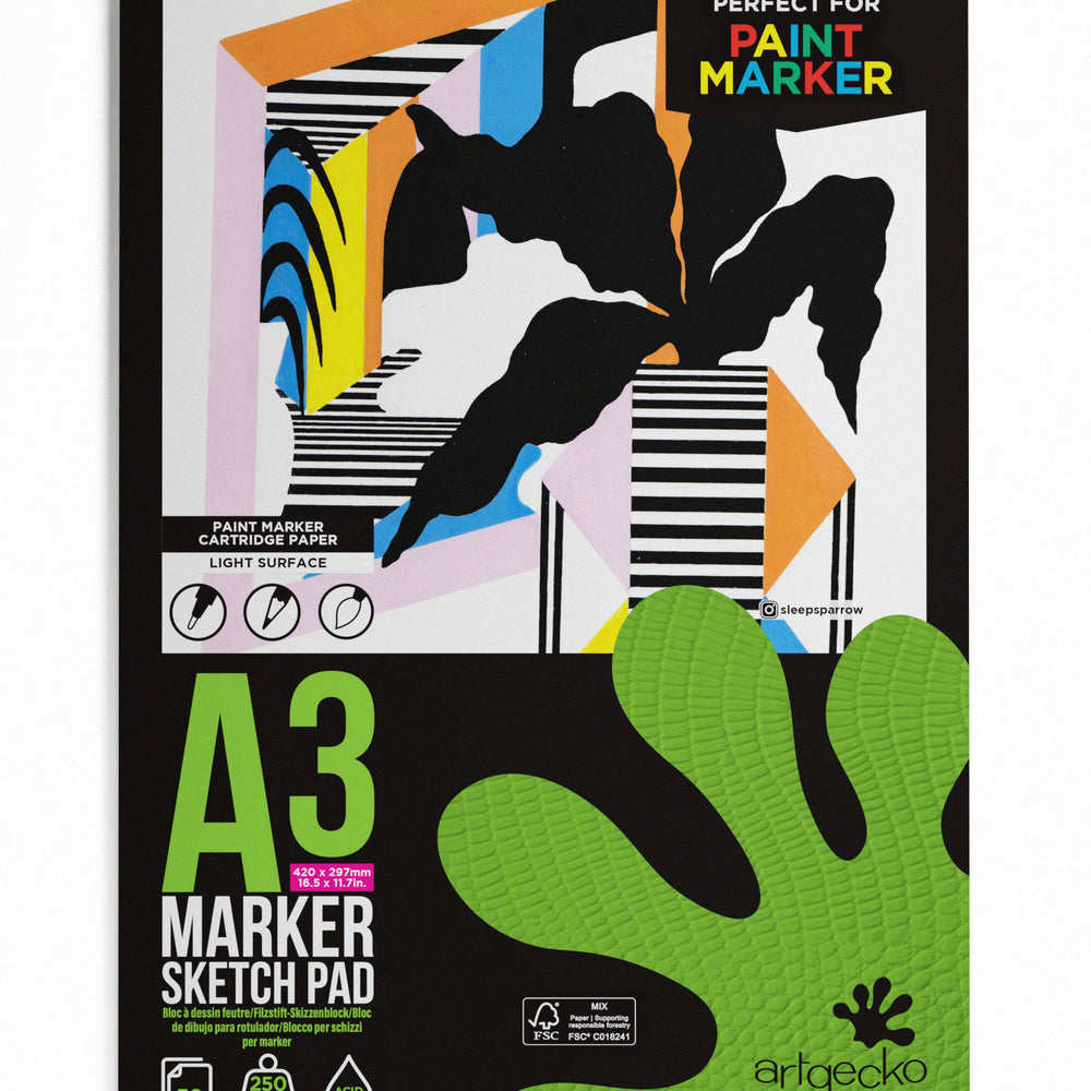 
                  
                    Paint marker sketchpad in A3 portrait.
                  
                
