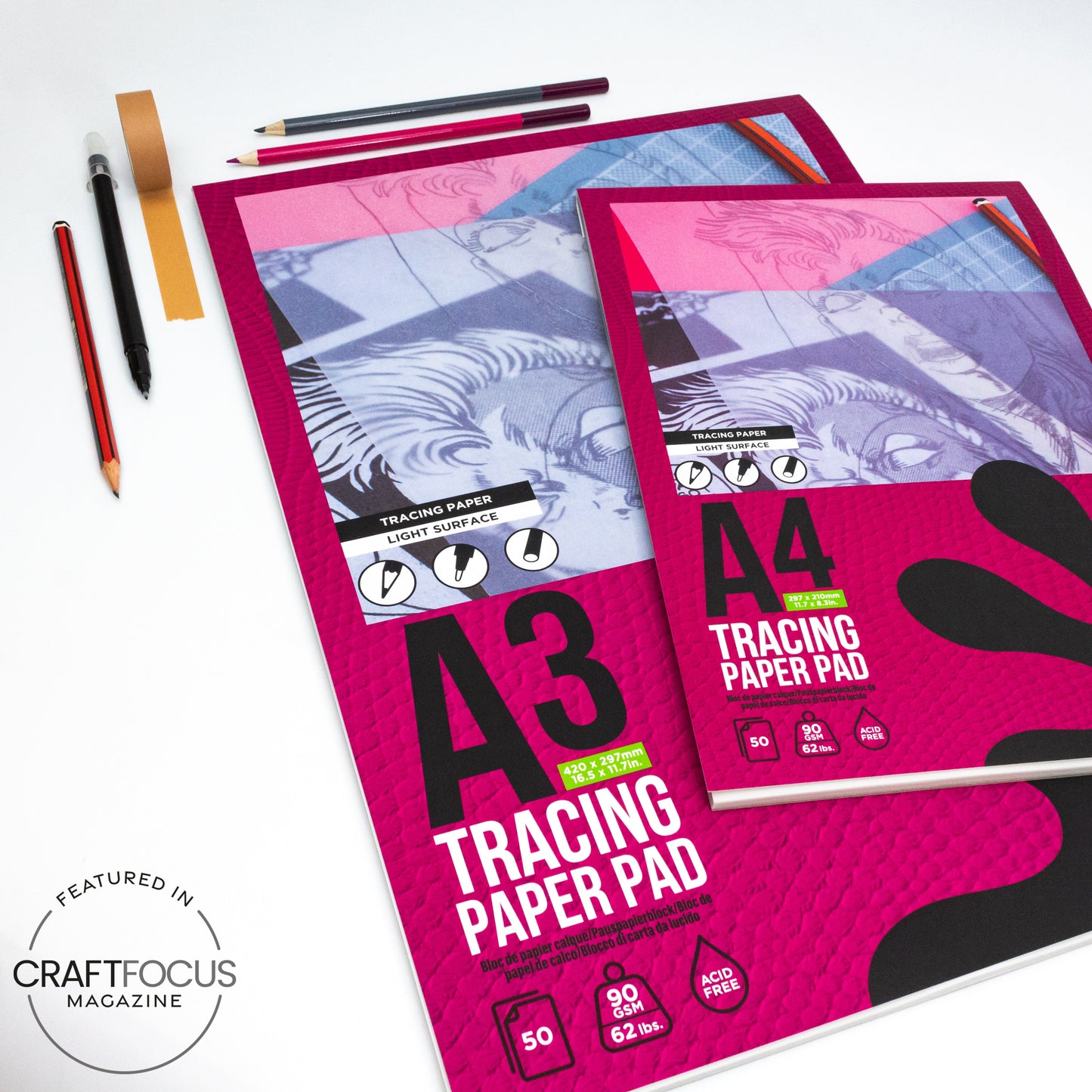 Artgecko 90gsm, light surface, tracing paper pad.