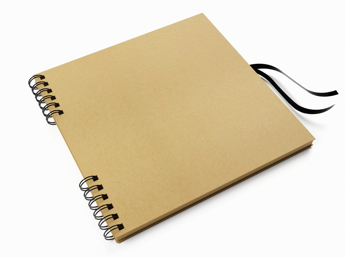 The Krafty Gecko kraft portfolio book shown on a white background with ribbon untied and book ready to be opened.
